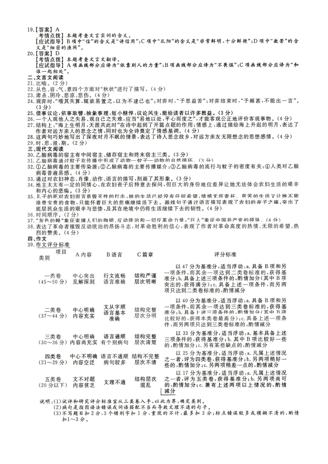 2023年甘肃成考《大学语文》（专升本）真题+答案